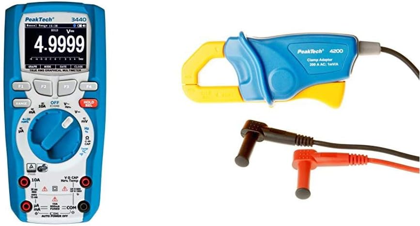 PeakTech 18157 True RMS Profi-Multimeter und PeakTech 200 Stromklemmenadapter-AC für Digitalmultimet