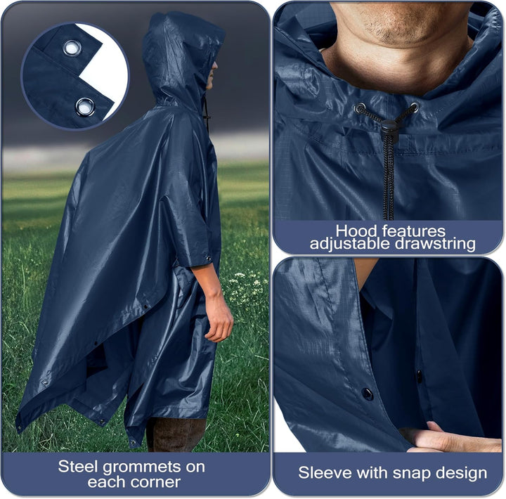 Regenponcho Wasserdicht Regencape mit Kapuze Multifunktionales Regenmantel Wiederverwendbar Regenkle