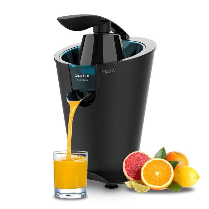 Cecotec Elektrischer Zitruspressen EssentialVita PowerFresh 1000 Black, Leistung 1000 W, Edelstahlfi