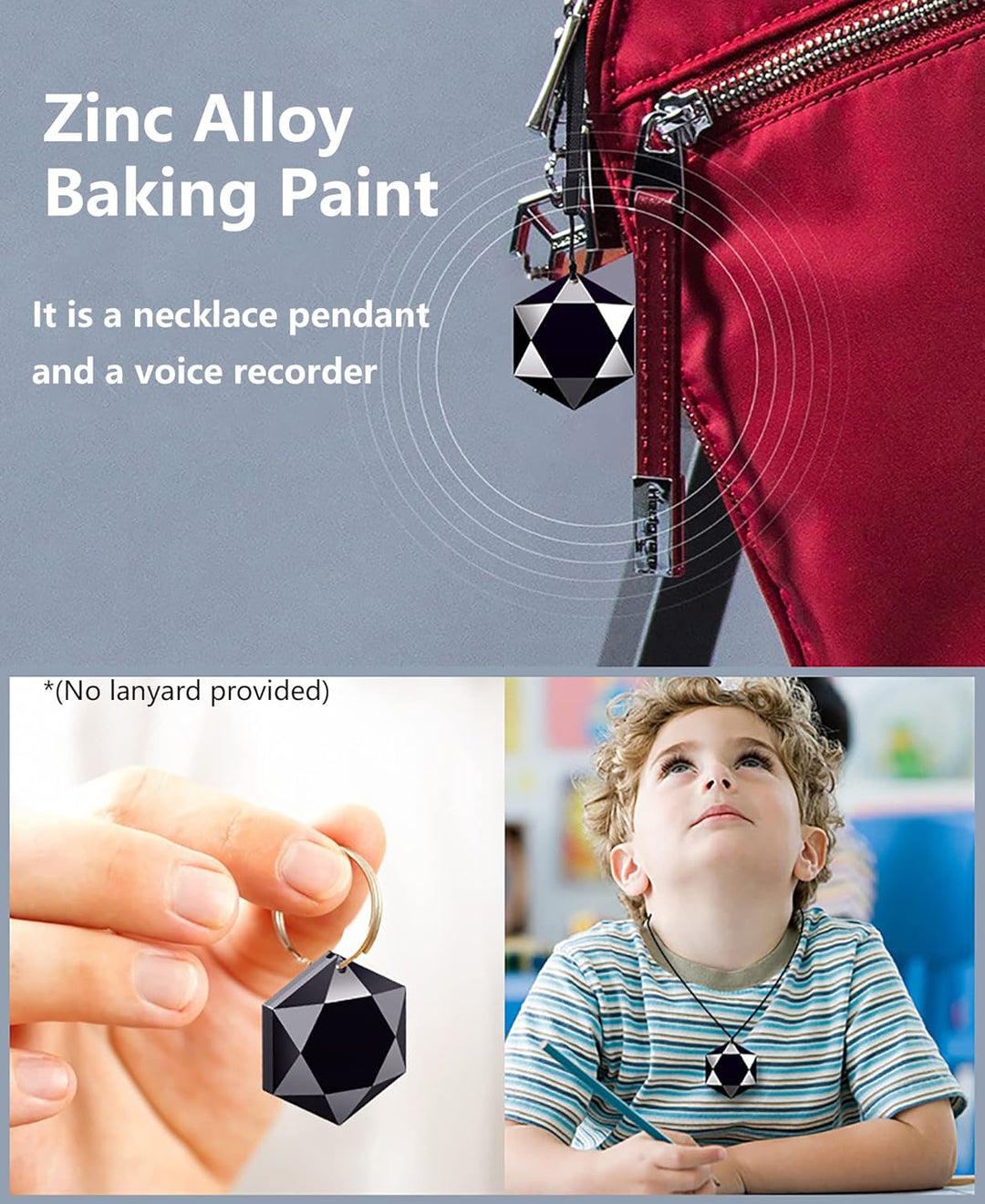 Mini-Diktiergerät in Anhängerform, professionell, digital, aktiviert, 60 Stunden Standby-Zeit, USB-S