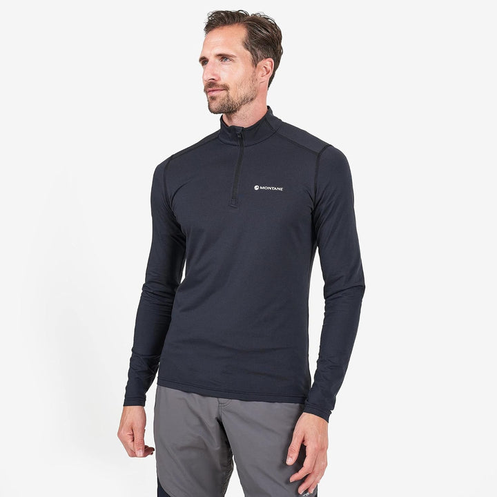 Montane Dart Thermo Zip Neck Mens Base Layer Top M Schwarz, M Schwarz