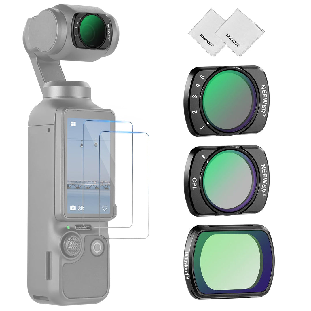 NEEWER Variabler ND Graufilter + CPL Polfilter + Black Diffusion 1/4 Filter, kompatibel mit DJI Osmo