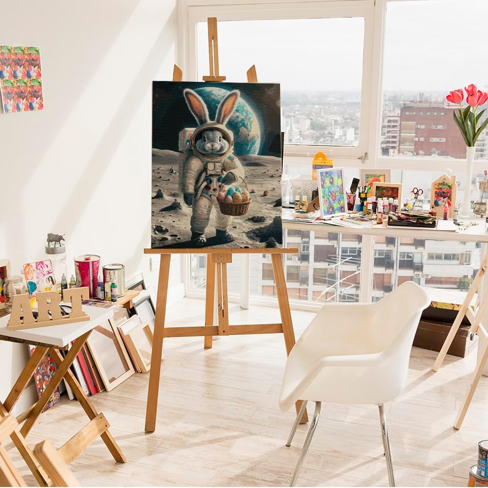 Artnapi Malen nach Zahlen Erwachsene mit Rahmen | DIY Handgemalt | Hase mit einem Korb voller Ostere