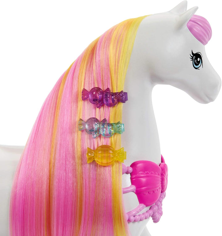 Barbie Vom Reich der Süssigkeiten Nussknacker inspiriertes Pferd mit bunter, duftender Mähne, Kamm u