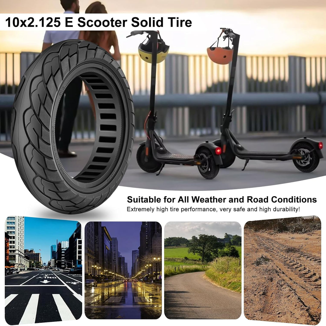 Amitor 10x2.125 Reifen Vollgummi, 10 Zoll Vollgummireifen Scooter mit Antirutsch und Abriebfeste, 10