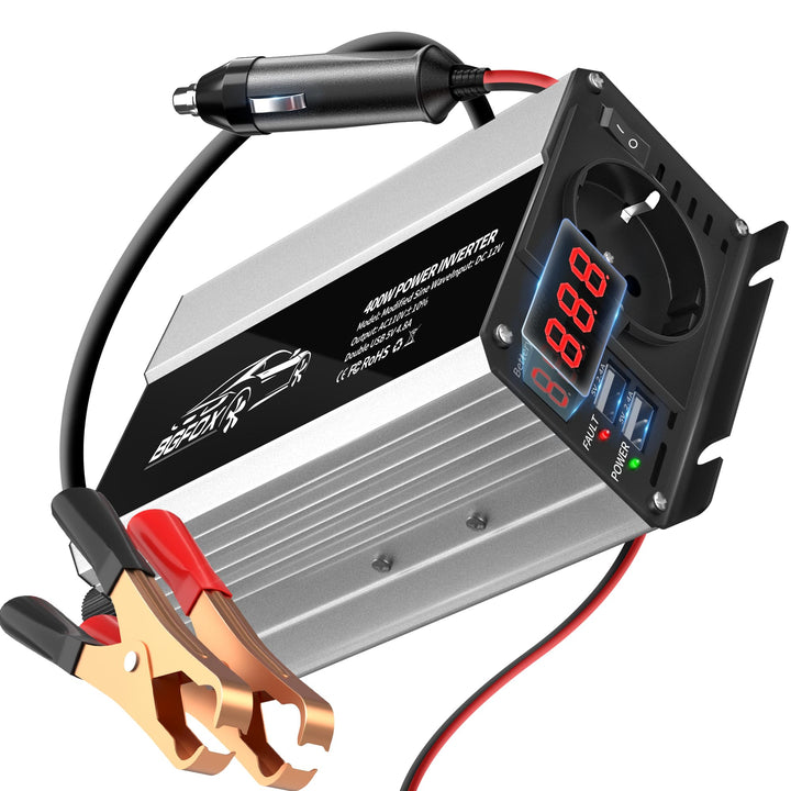 BGFOX 400W Spannungswandler DC 12V auf 230V AC Wechselrichter Modifizierte Sinus Stromumwandler mit