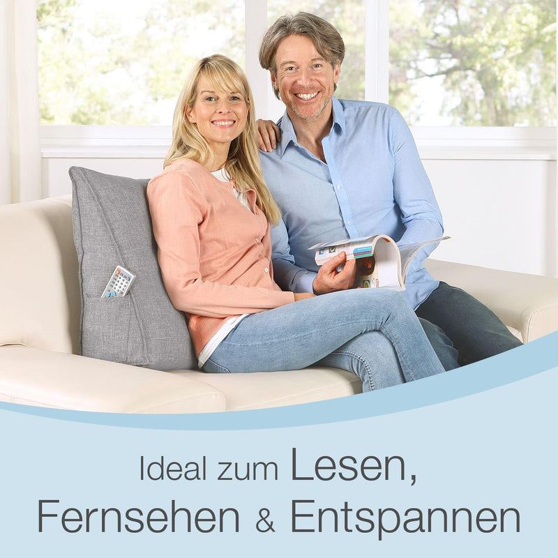 Rückenkissen, Bett-Rückenstütze Keilform, Rückenstützkissen, für Bett & Sofa, 100 cm breit, ideal fü