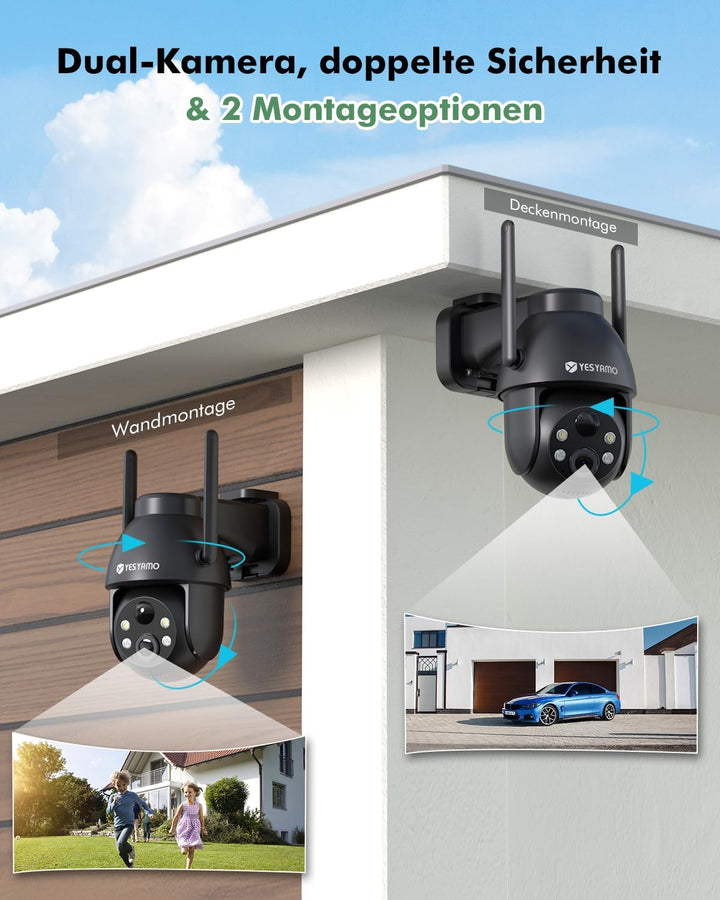 2K Überwachungskamera, WLAN, für den Aussenbereich, kabellos, Solar, 2,4 GHz, Solar-Kamera für den A