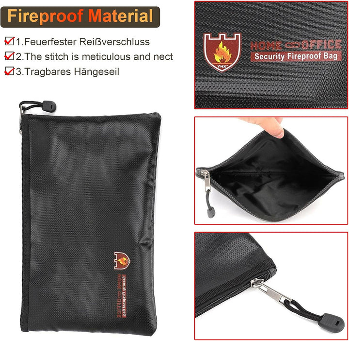 Feuerfeste Dokumententasche 34 x 25 cm, Wasserdichte Feuerbeständige Tasche, Tresor Feuerfest Geldsc