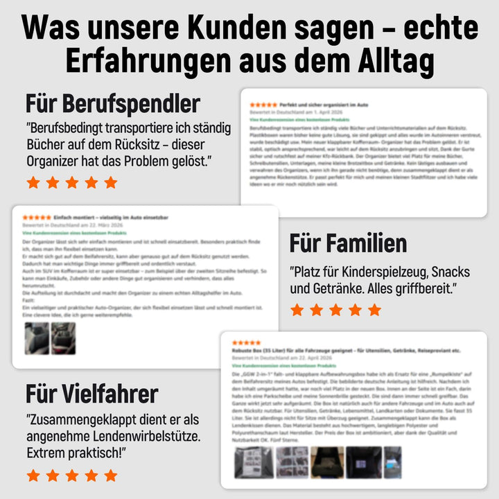 2-in-1 Klappbarer Kofferraum-Organizer mit Lendenkissen-Funktion - Robuste faltbare Box als Sitz- un