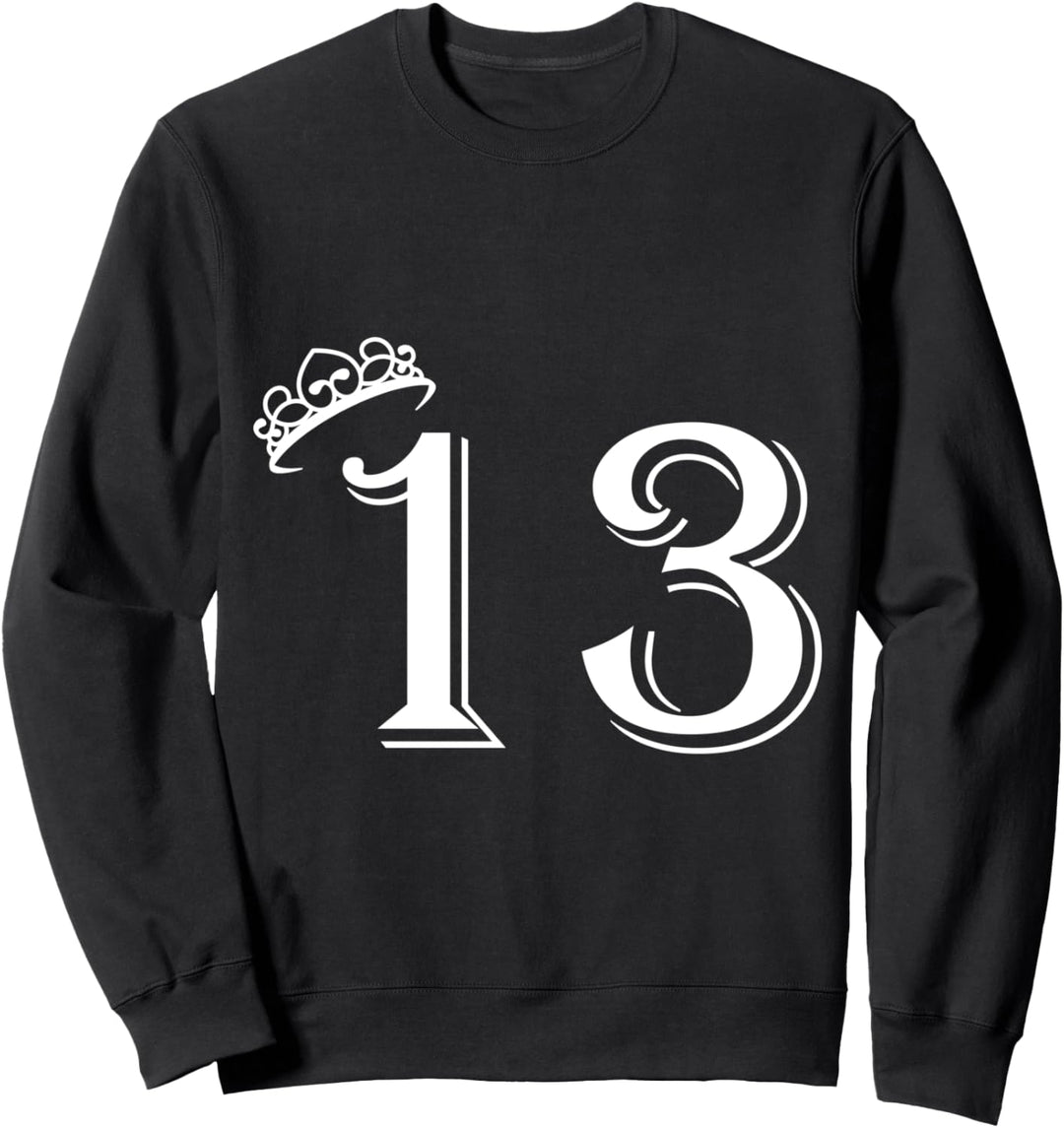 13. Geburtstag Jungs Mädchen Teenager Vintage Zahl mit Krone Sweatshirt