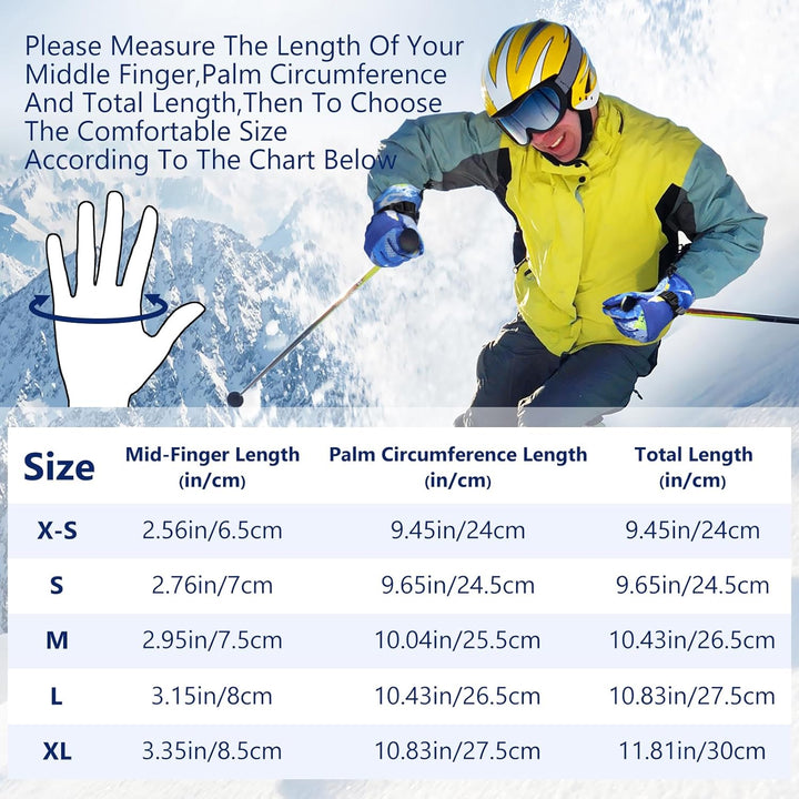 Odtmger Skihandschuhe, Wärmste wasserdichte und Atmungsaktive Schneehandschuhe für Kaltes Wetter, Pa