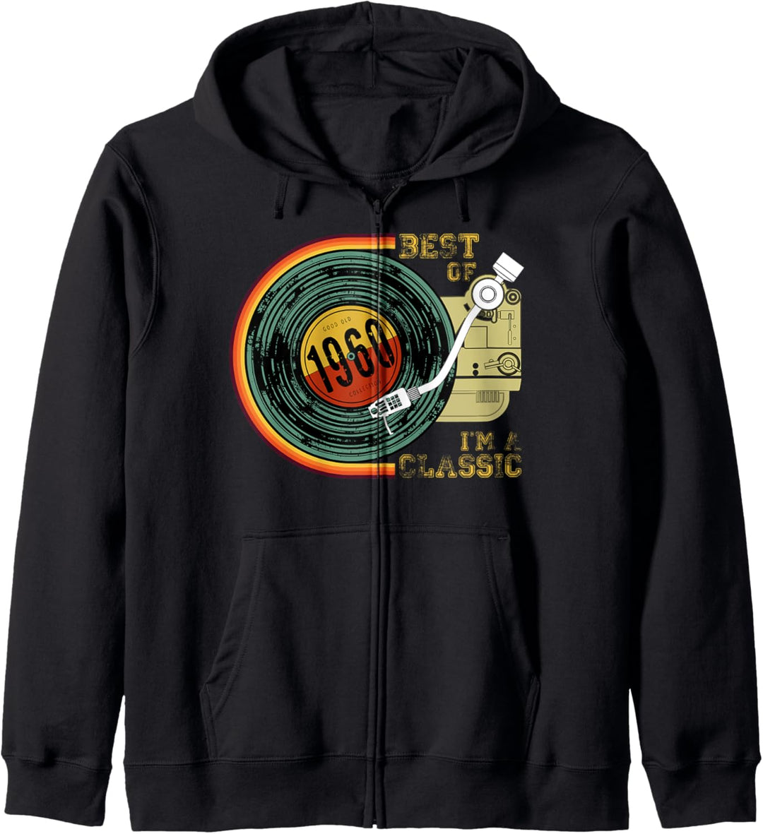 Vintage 1960 I'm Classic 61th Birthday Grafik Retro Vinyl Kapuzenjacke