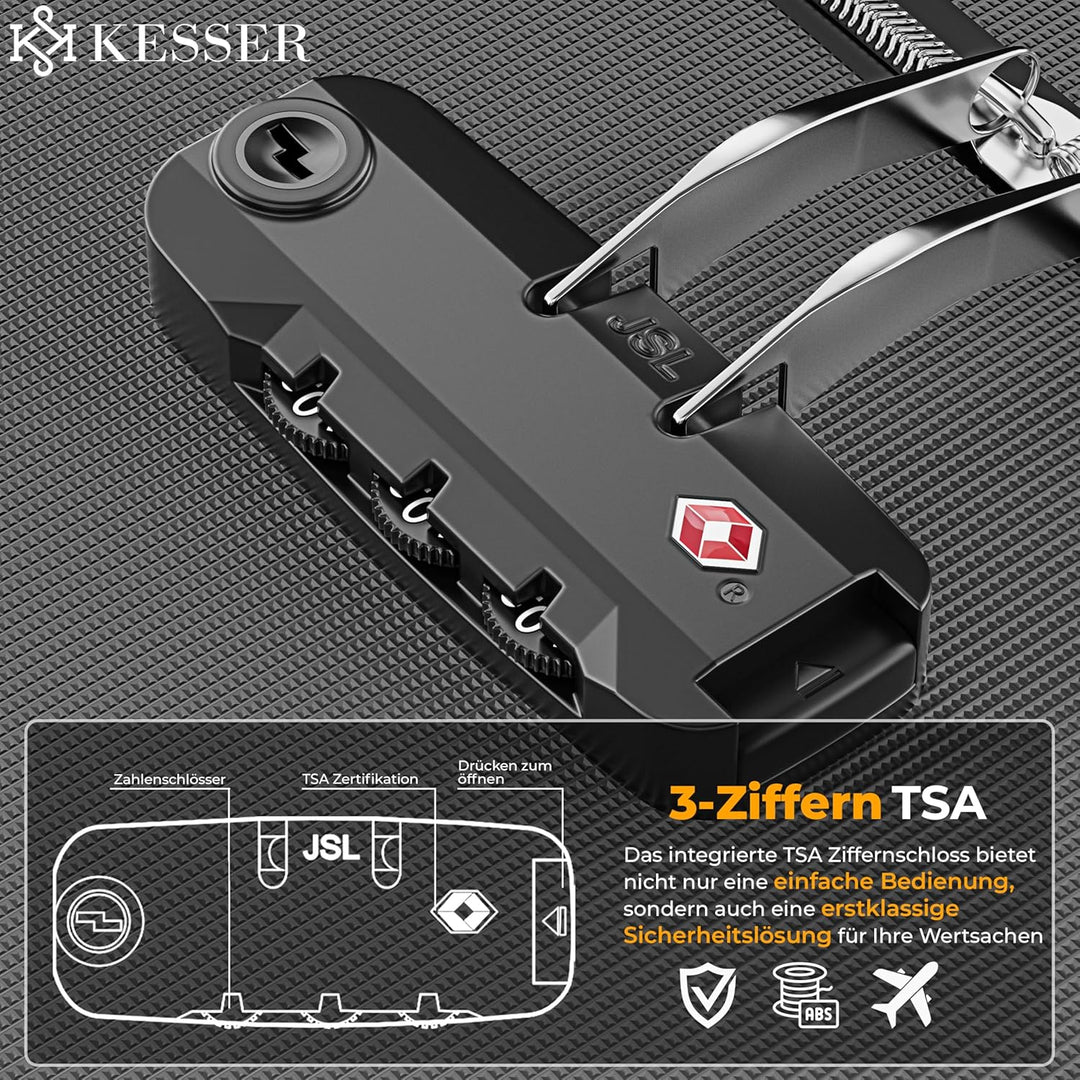 KESSER® Reisekoffer Set 4-teilig | Trolley Kofferset Stoffkoffer mit 3-Ziffern-TSA-Schloss, 360° Rol