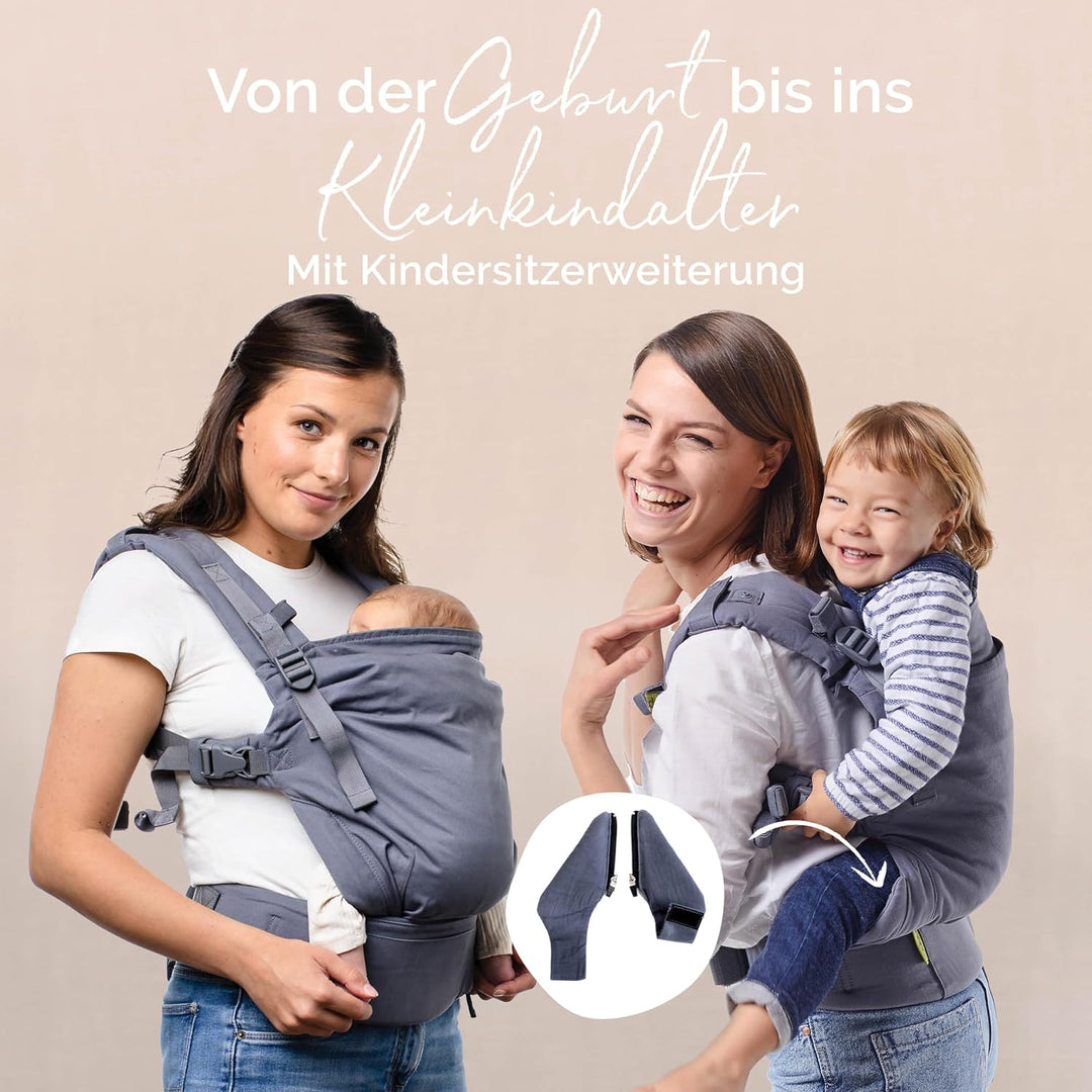 Boba X Babytrage Neugeborene ab Geburt - 2 Tragepositionen Mit Blick zum Baby und als Rucksack Kinde