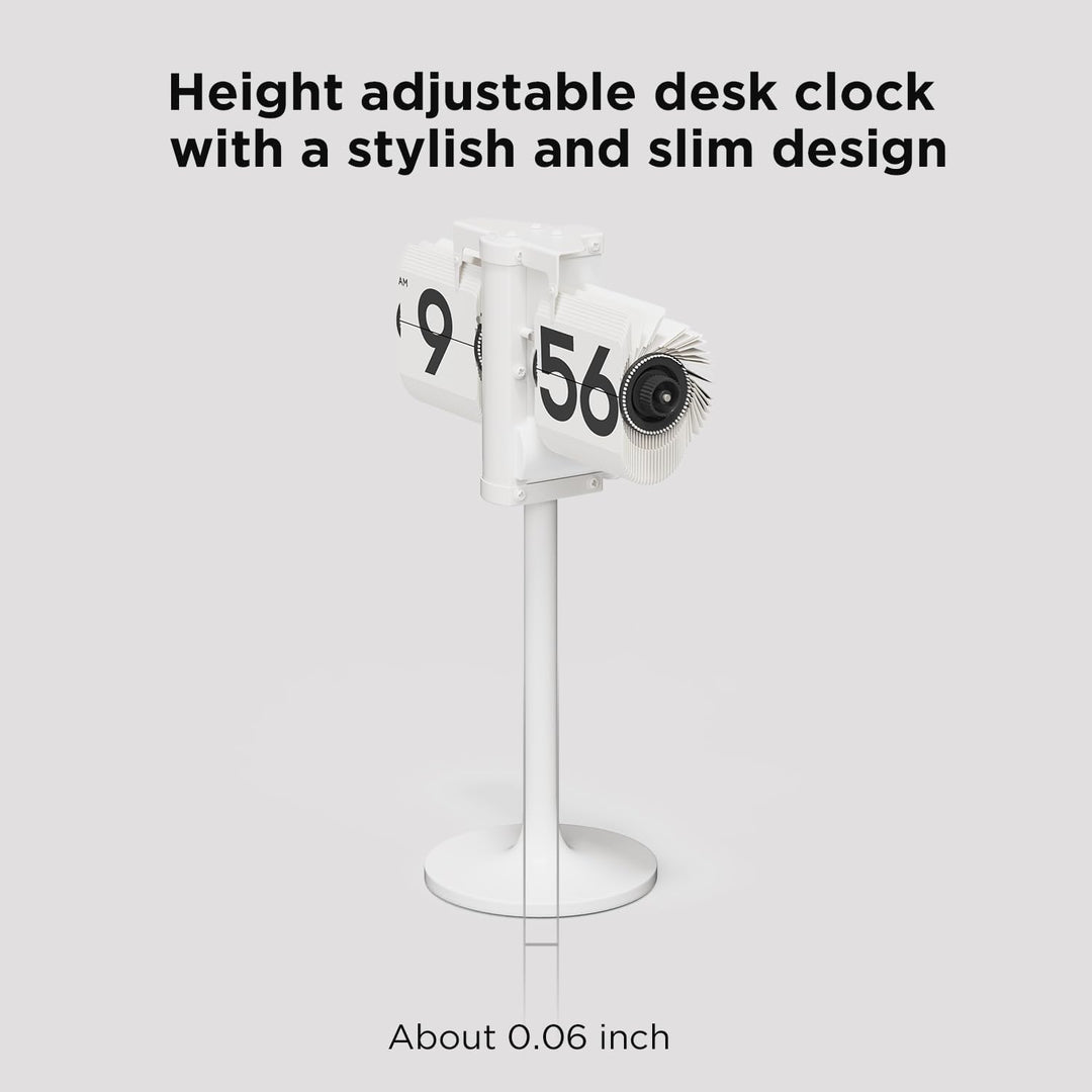 mooas Stehende höhenverstellbare Tischuhr (weiss), Retro, Vintage, Analog-Design, Standuhr, batterie