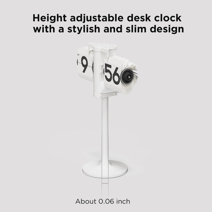 mooas Stehende höhenverstellbare Tischuhr (weiss), Retro, Vintage, Analog-Design, Standuhr, batterie