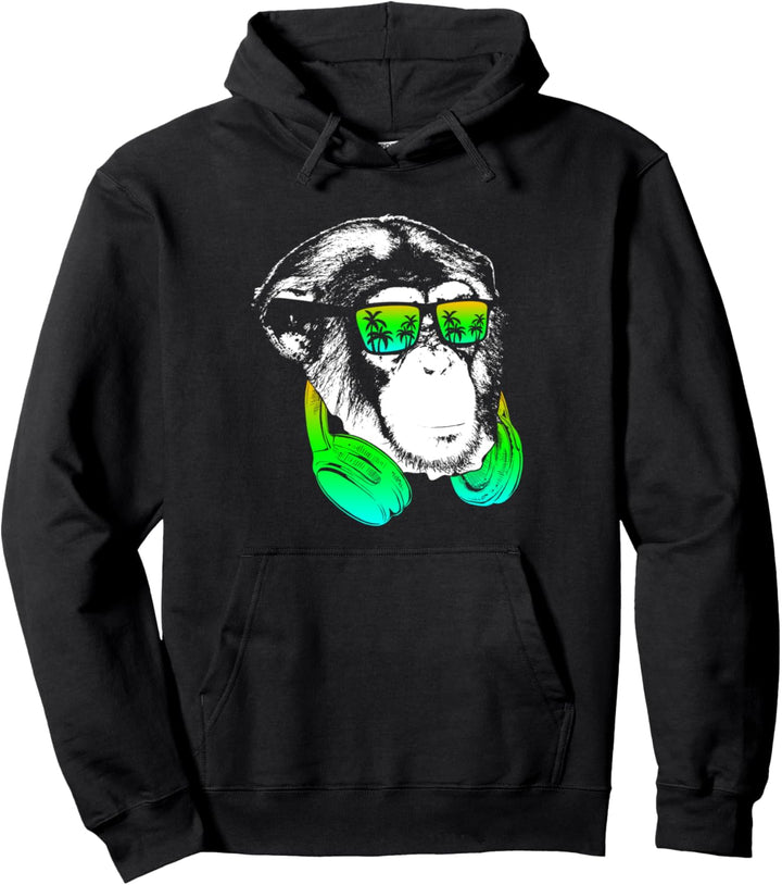 Monkey Cooler Affe DJ Kopfhörer Geschenkidee Party Musik Pullover Hoodie