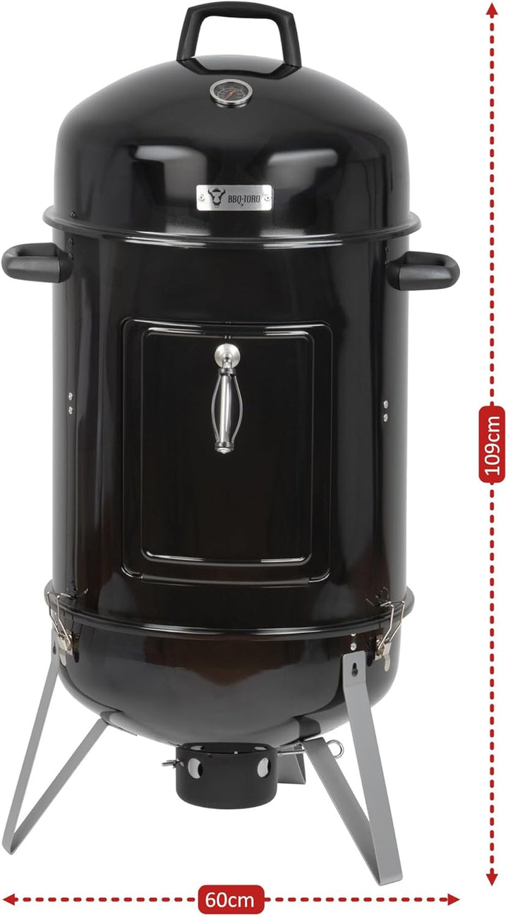 BBQ-Toro Räuchertonne Oak Ø 47 cm | Grilltonne, Räucherofen Holz, Smokertonne, 4in1 Grillfass, Räuch