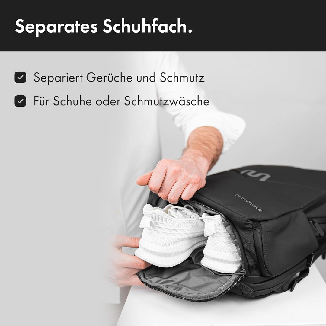 onemate Rucksack Backpack Pro 2 (Herren und Damen) Vielseitig und Durchdacht 22L Schwarz, Schwarz