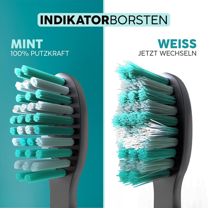 happybrush® Nachhaltige Aufsteckbürsten für elektrische Schall-Zahnbürste Eco VIBE 3 - Schwarz/Mint