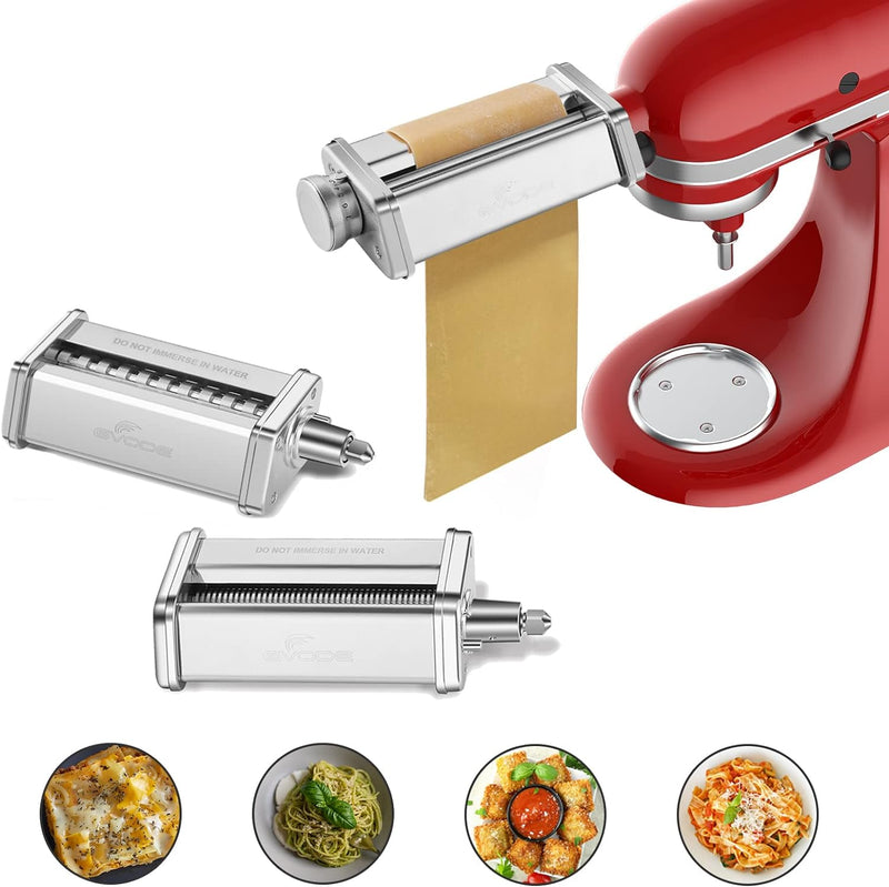 Nudelaufsatz für KitchenAid Standmixer mit Reinigungsbürste, inklusive Nudelblattwalze Spaghettischn