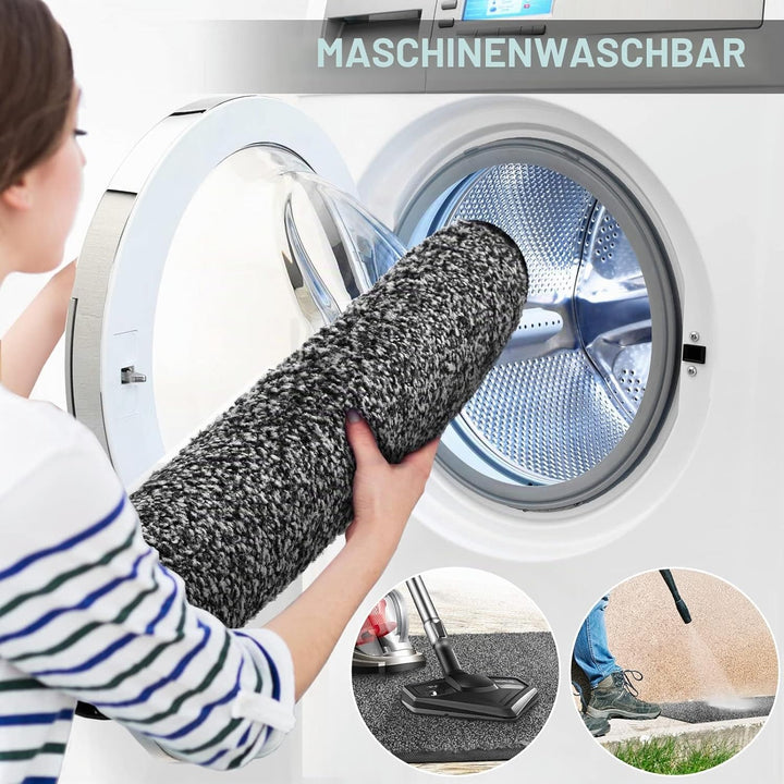 Mibao Fussmatte für Innen & Aussen, 60 x 120cm Schwarz Grau, Dauerhaft Waschbar, Schmutzfangmatte ru