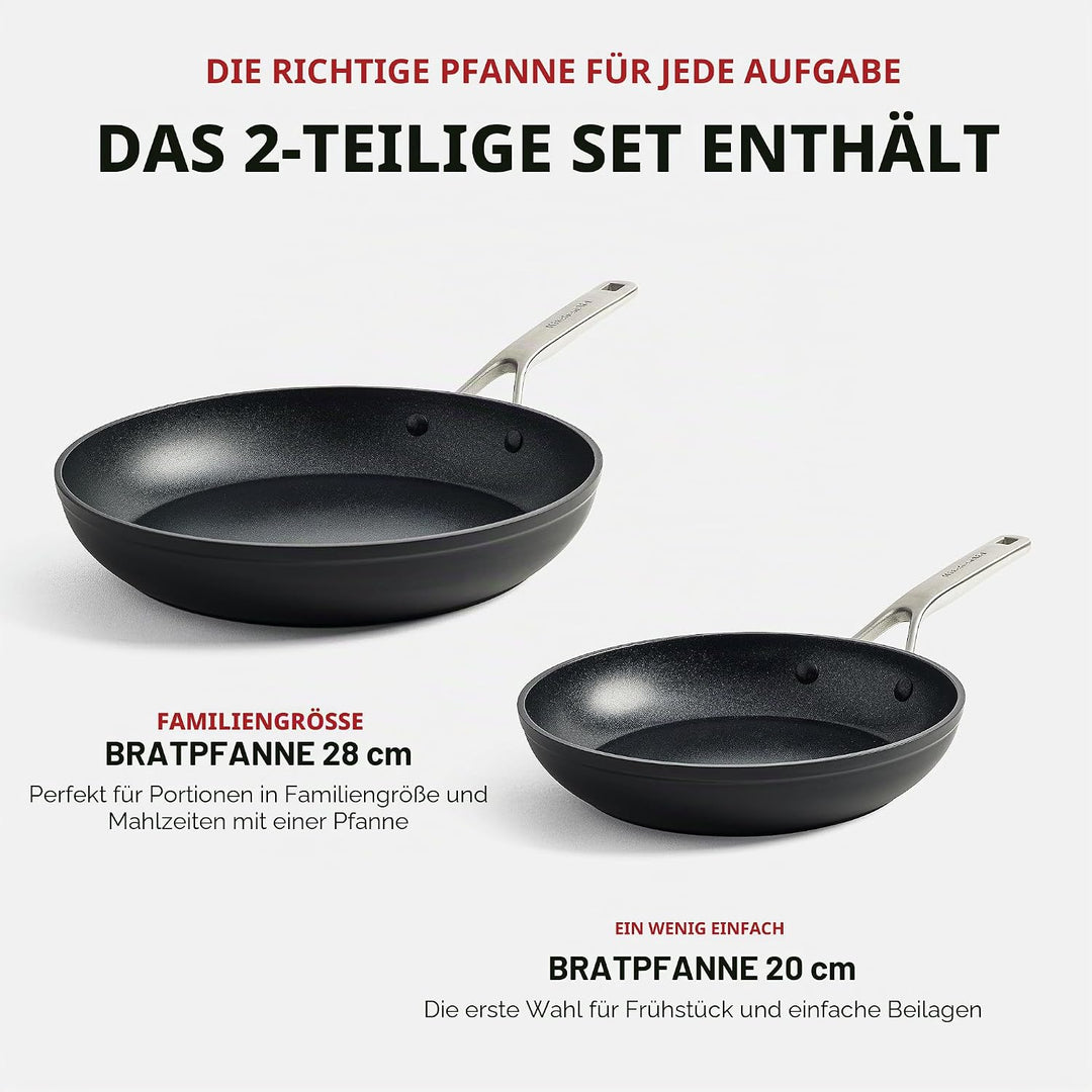 KitchenAid Forged Hardened Bratpfannen-Set (20cm und 28cm), hart anodisiert, PFAS-freie keramische A