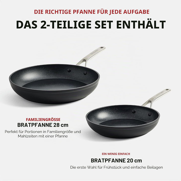 KitchenAid Forged Hardened Bratpfannen-Set (20cm und 28cm), hart anodisiert, PFAS-freie keramische A
