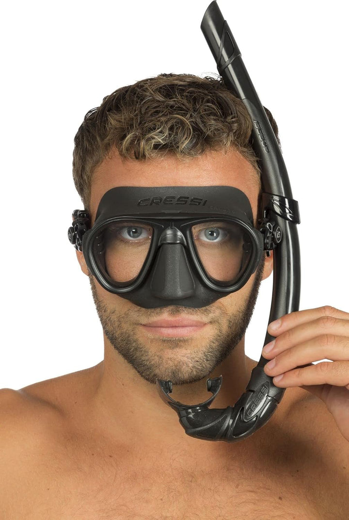 Cressi Schnorchelset Erwachsene Calibro & Corsica Blau Nery Einheitsgrösse Single, Blau Nery Einheit