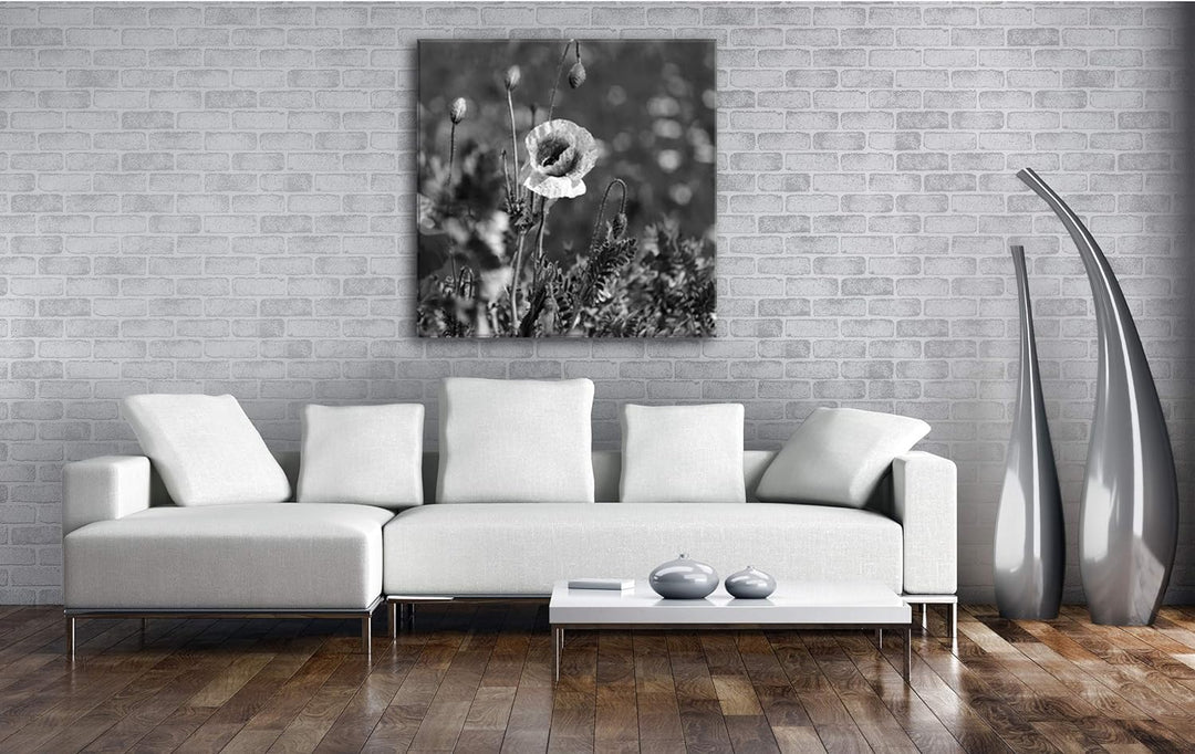 deyoli exotische Mohnblume Format: 60x60 Effekt: Schwarz&Weiss als Leinwandbild, Motiv fertig gerahm
