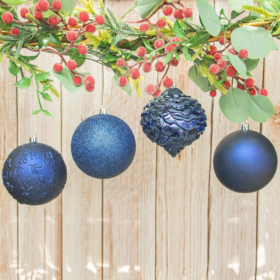 Busybee weihnachtskugeln gross 16 Stücke 10CM Ornamente für Weihnachtsbaum Blau Christbaumkugeln Wei