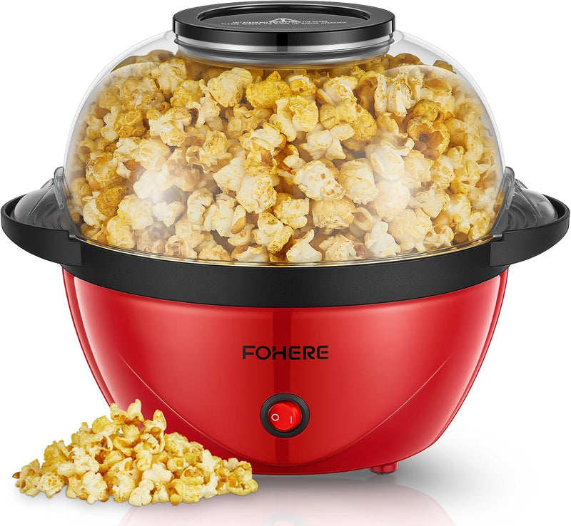 FOHERE Popcornmaschine, 3.5L Popcorn Maker für Zuhause, Elektrische Rühr Popcorn Popper mit Zucker &