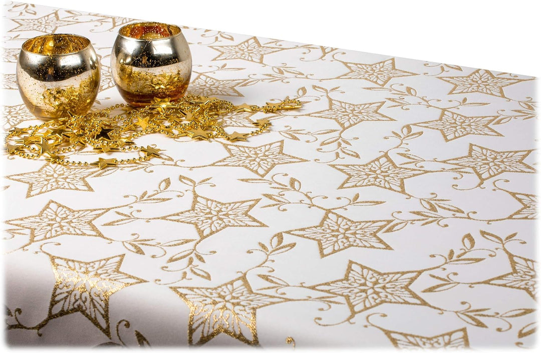 GOLDMAR Weihnachtstischdecke Fleckenresistente Schmutzabweisend Zweiseitig Tischdecke Weihnachten Ad