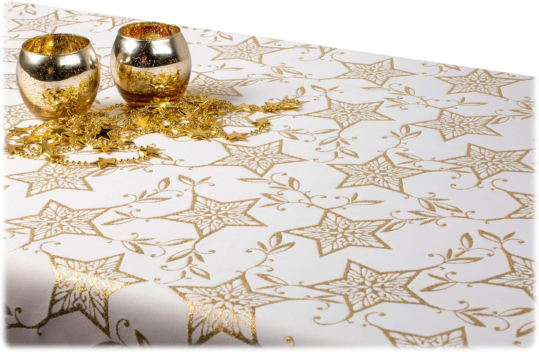 GOLDMAR Weihnachtstischdecke Fleckenresistente Schmutzabweisend Zweiseitig Tischdecke Weihnachten Ad