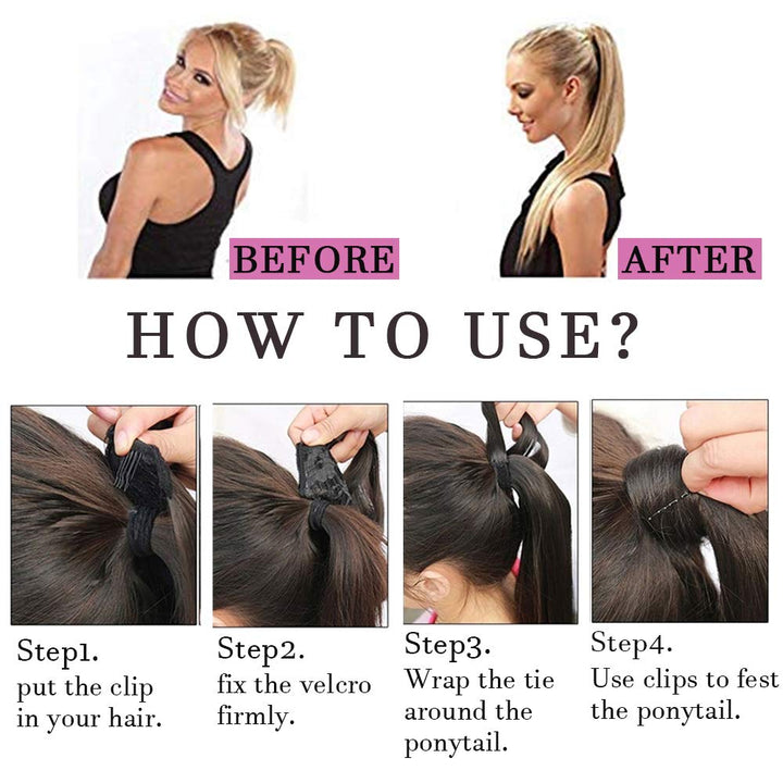 SEGO Ponytail Pferdeschwanz Haarteil Echthaar Zopf Extensions Haarverlängerung Clip in Pony Remy Hai