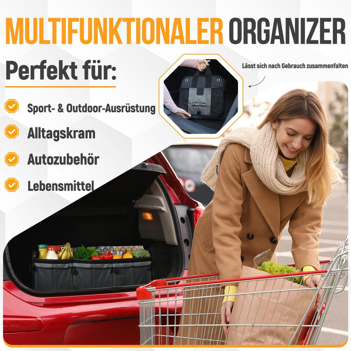 Fortem Kofferraum Organizer, Kofferraumtasche, Zusammenklappbarer Auto Organizer Kofferraum mit Fäch