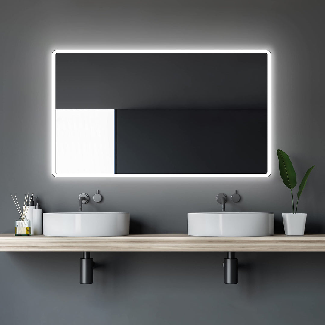 Badspiegel mit Beleuchtung Talos Moon - Badezimmerspiegel 120 x 70 cm - LED Spiegel mit umlaufenden