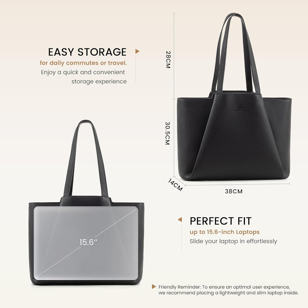 LOVEVOOK Handtasche Damen 15,6 Zoll Laptoptasche, Shopper Tasche Leder Tote Bag Women Aktentasche Le