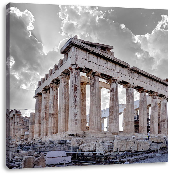 Pixxprint Propyläe von Akropolis in Athen schwarz/weiss, Format: 70x70 als Leinwandbild, 70x70