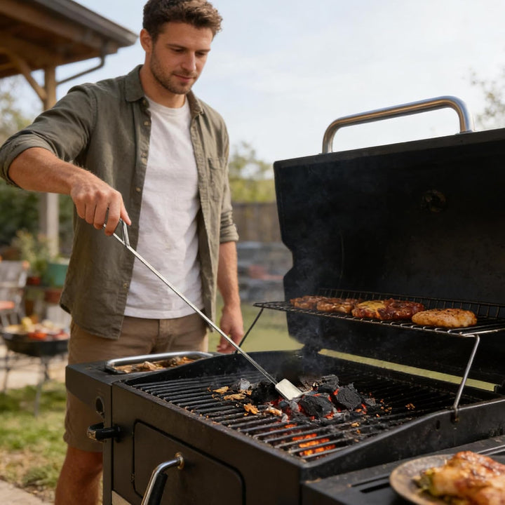 Kohlenharke,Edelstahl Reiniger Mit Langem,Asche Entfernungs Harke Für | Für BBQ, Feuerstellen, Holzö