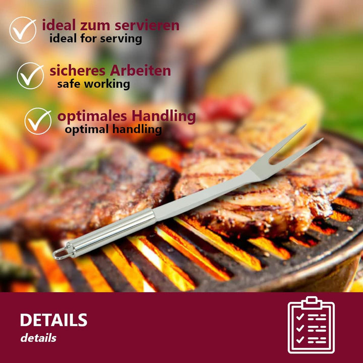 3X Grillbesteck Set Edelstahl, Grill Zubehör für Barbecue, Grillkoffer mit Grillwender, Fleischgabel