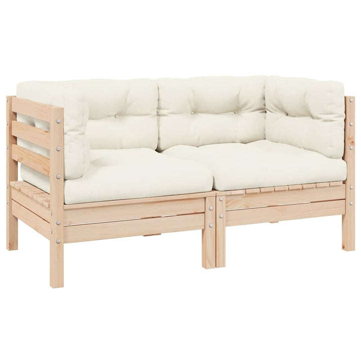 vidaXL Gartensofa 2-Sitzer, Gartenmöbel 2 Ecksofa mit Creme Kissen, Modular Sofa Lounge Sitzgruppe f