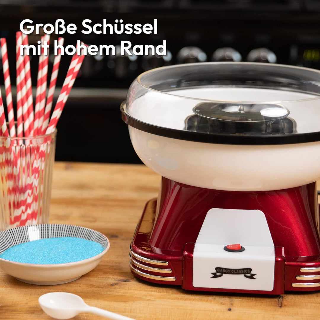 Gadgy Zuckerwattemaschine für zuhause - Retro Cotton Candy Machine - Zuckerwatte Maschine mit Stäbch