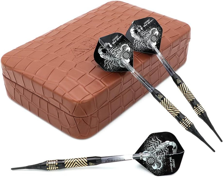 Cuesoul 16 Grams Deluxe Soft Tip Darts Set with Luxury Case（Black Scorpion Series） HX-STL-B2307+D602