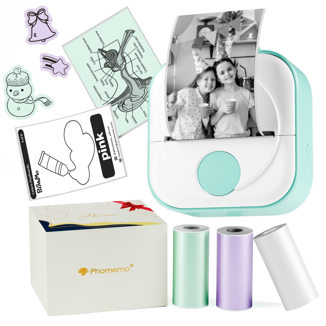 Phomemo Q02 Mini Drucker, Tiny Printer für Studium, Notizen, Bilder, Fotos, Tagebücher, Heimwerken,