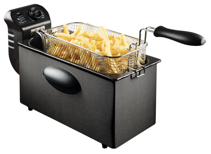 Bestron Titangraue Fritteuse, 3,5 L Kapazität, 2000 W, Cool-Zone-Technologie, Schnelles Aufheizen, W