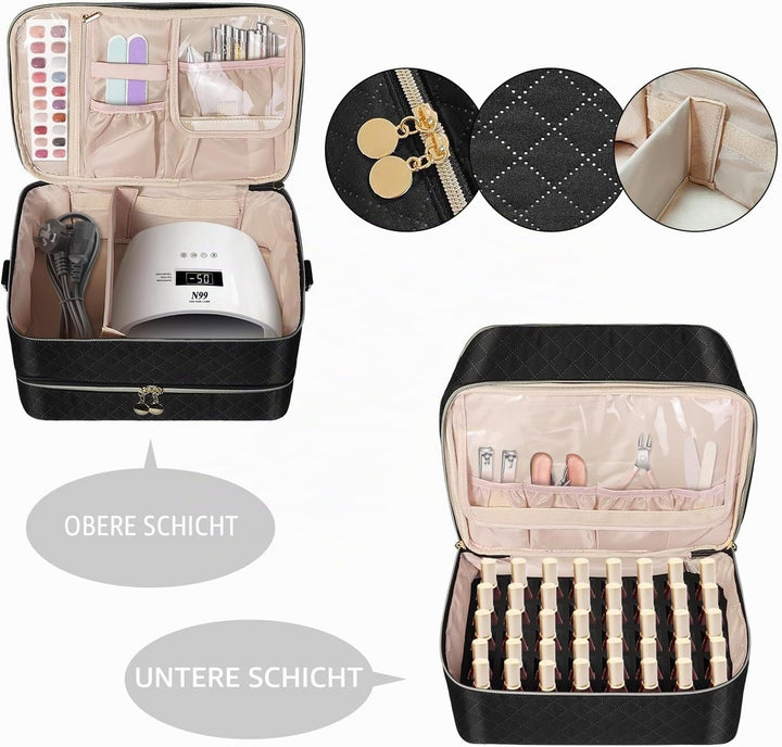 Bohemian Gross Nagellack Organizer Tasche, Doppelschicht Nagellack Aufbewahrungsbox, Nageldesign Org