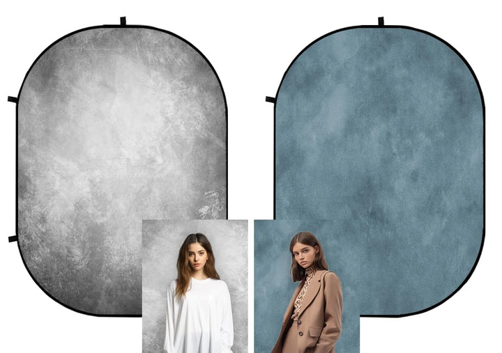 Kate 1.5x2m Grau Blau Walimex Falthintergrund Fotohintergrund Doppelseitiger Hintergrund Backdrop Ba
