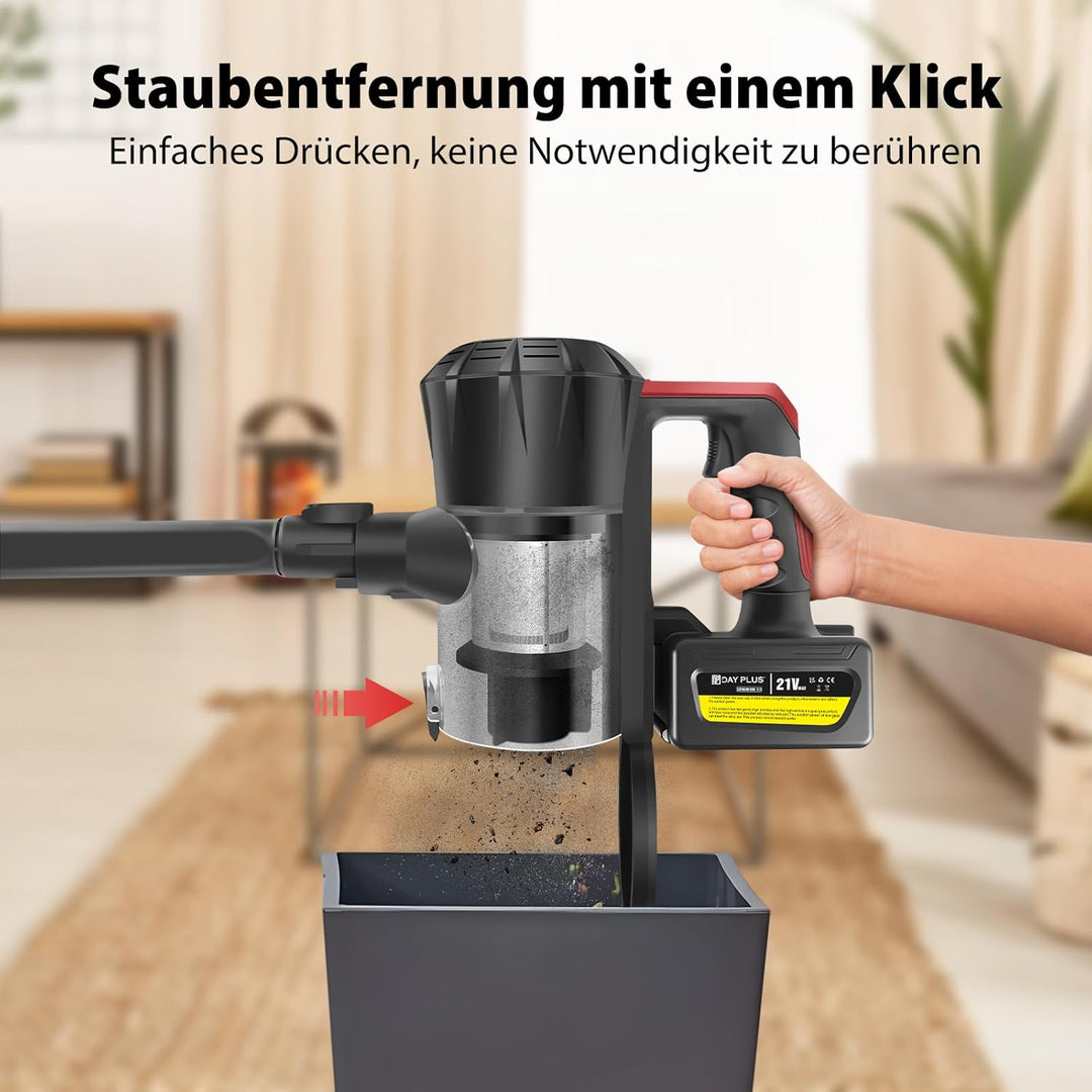 Akku Staubsauger, Akku Stabstaubsauger Kabellos, Akkusauger mit Anti Tangle Bürste, 99,999% Filterle